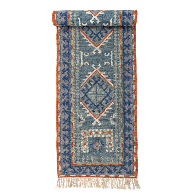 Bloomingville Arsam Teppich, Blau, Wolle