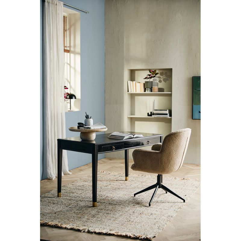 Nordal EMS-Schreibtisch mit zwei Schubladen, schwarz, Holz