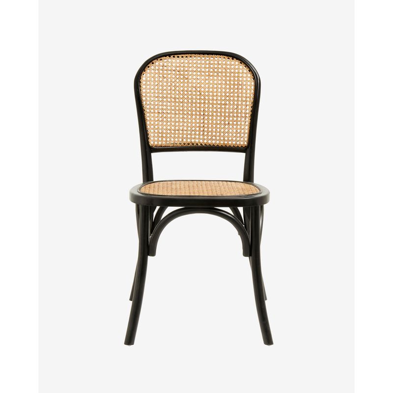 Nordal Wicky Stuhl, schwarz, Holz, Rattan