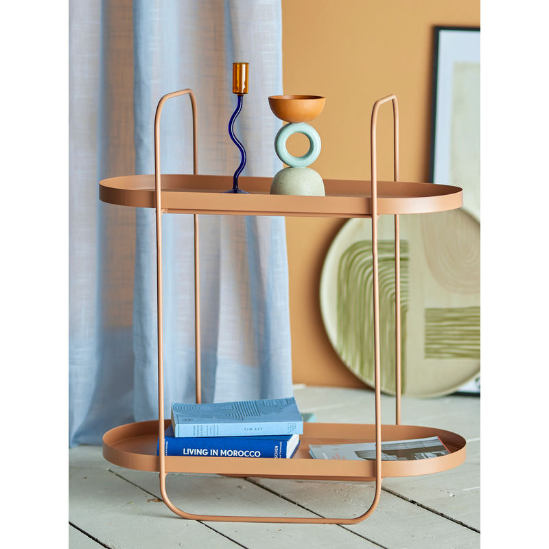 Bloomingville Riet Bijzettafel, Bruin, Metaal