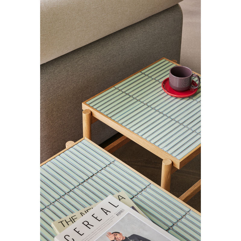 Hübsch Tile table d'appoint, menthe, bois naturel