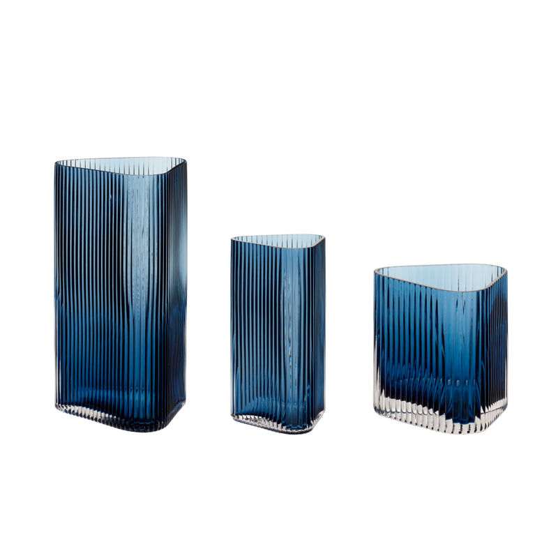 Hübsch Elements Vaces Triangulaire Bleu (lot de 3)