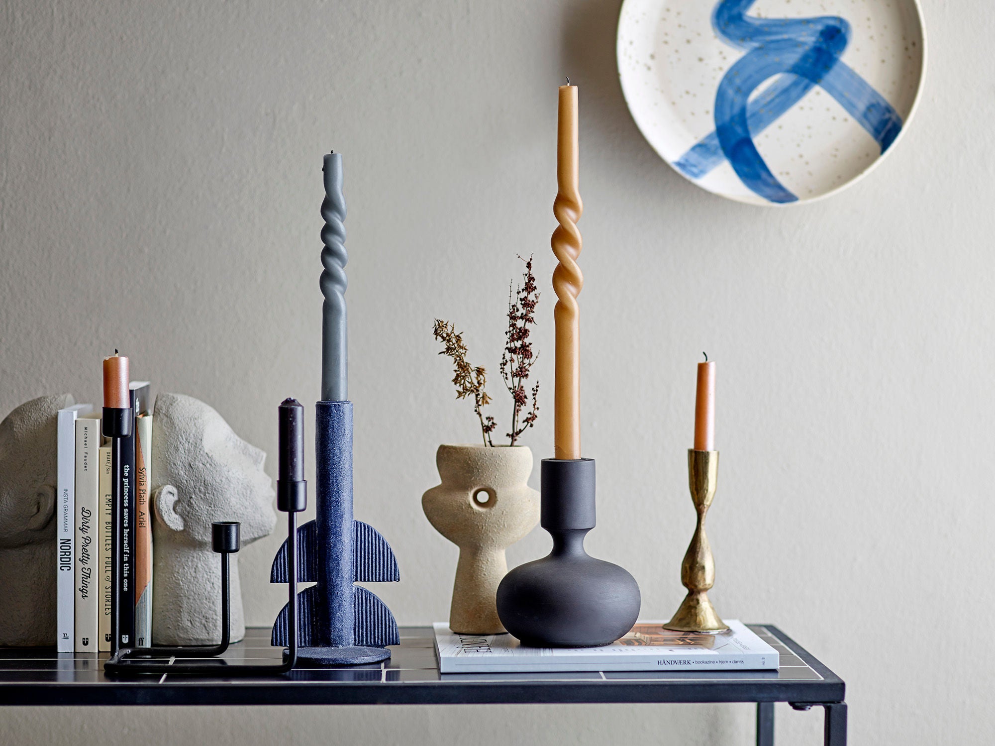 Bloomingville Mesa consola June, negro, piedra