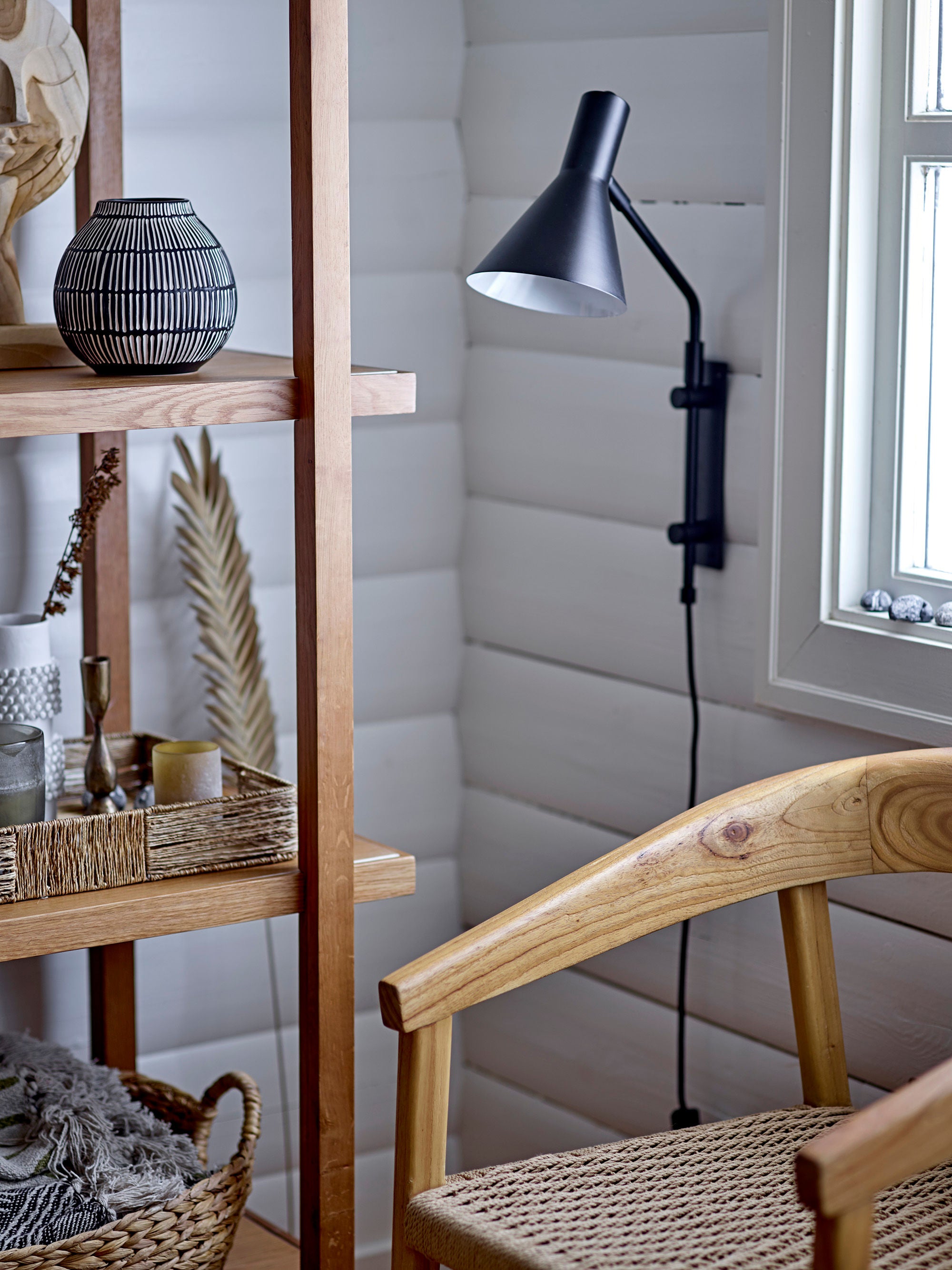 Bloomingville Edil Wandlamp, Zwart, Metaal