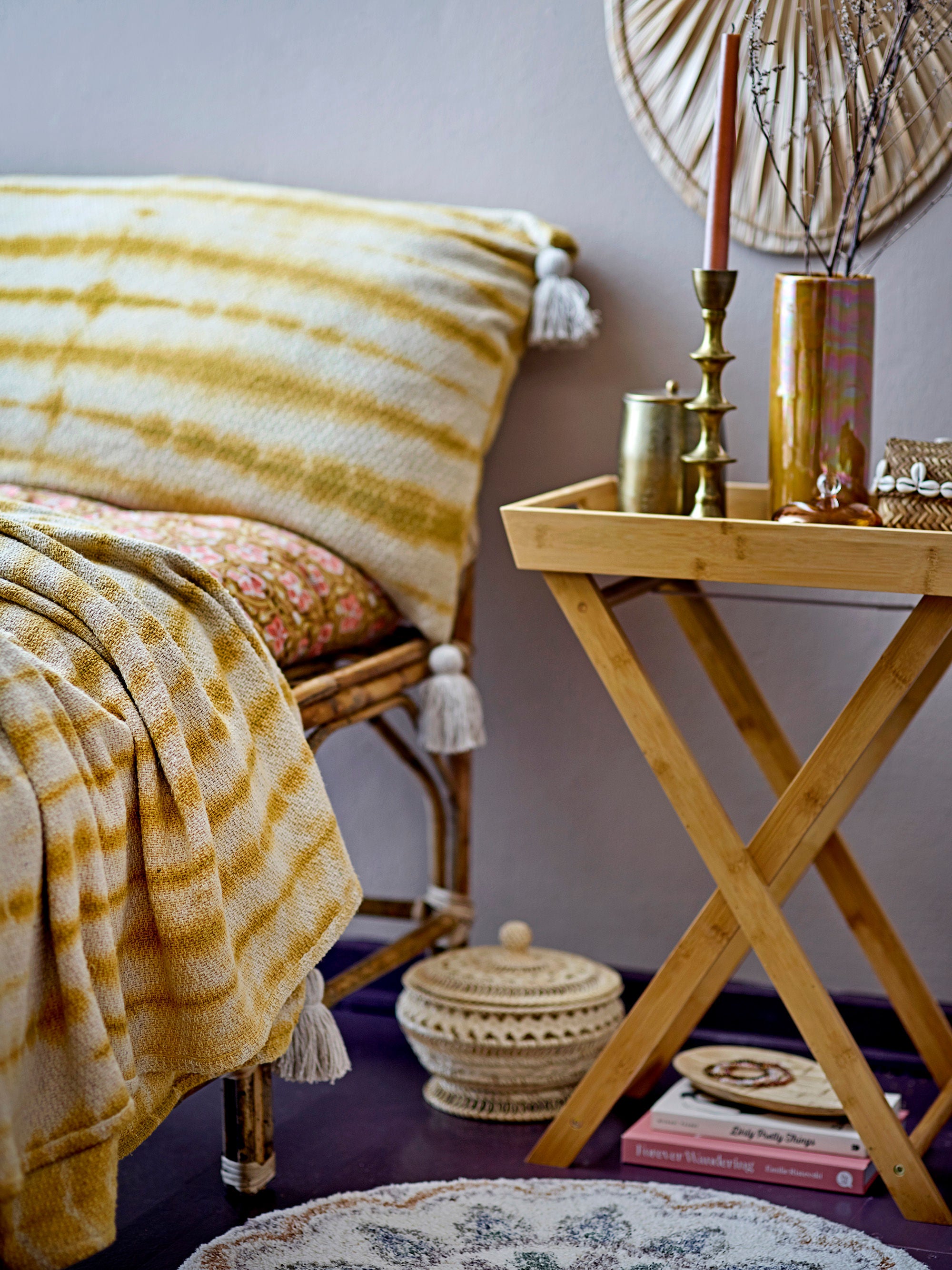 Bloomingville Decia sprei, geel, gerecycled katoen
