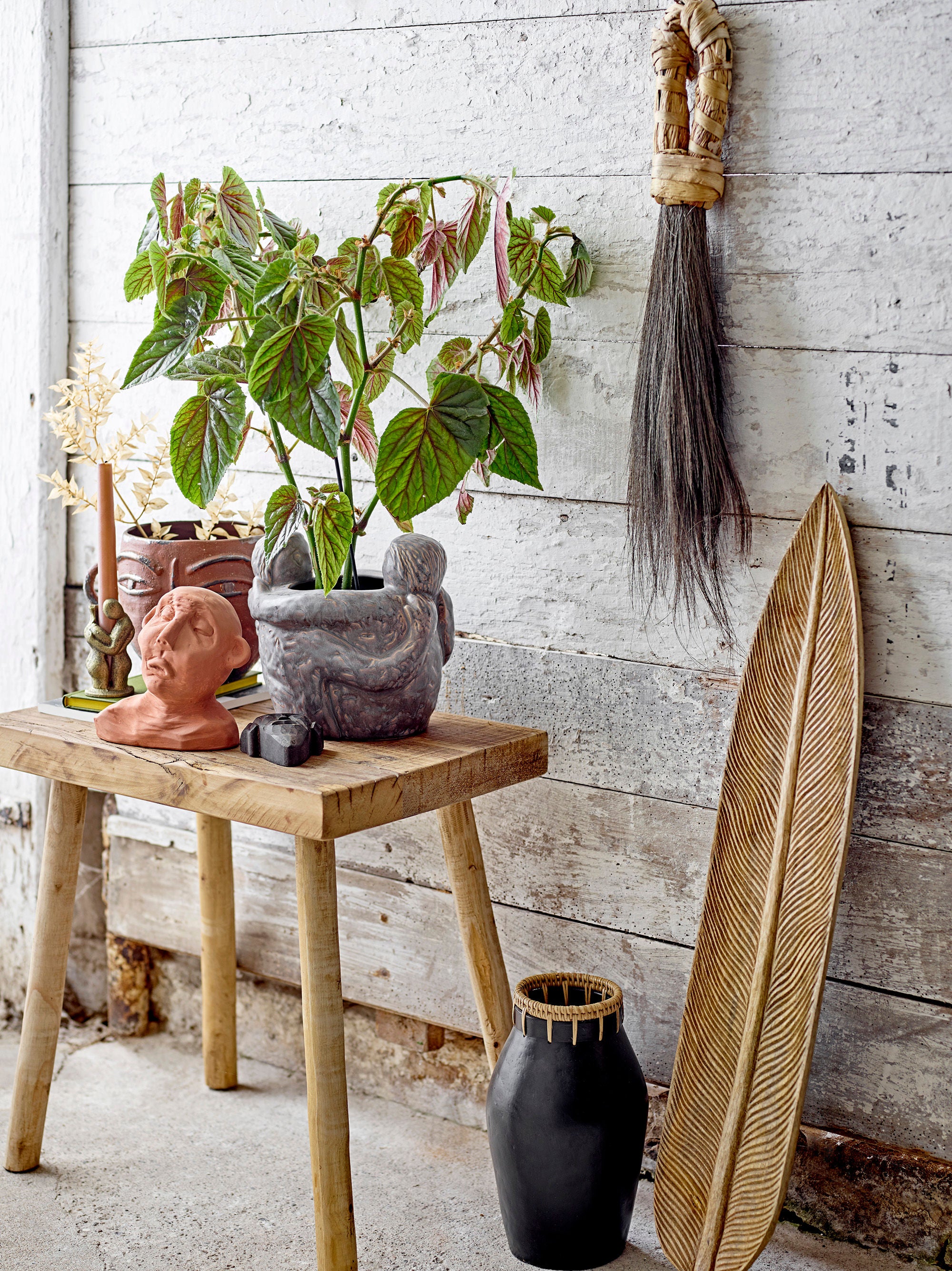 Bloomingville Liona Bloempot, Grijs, Steengoed