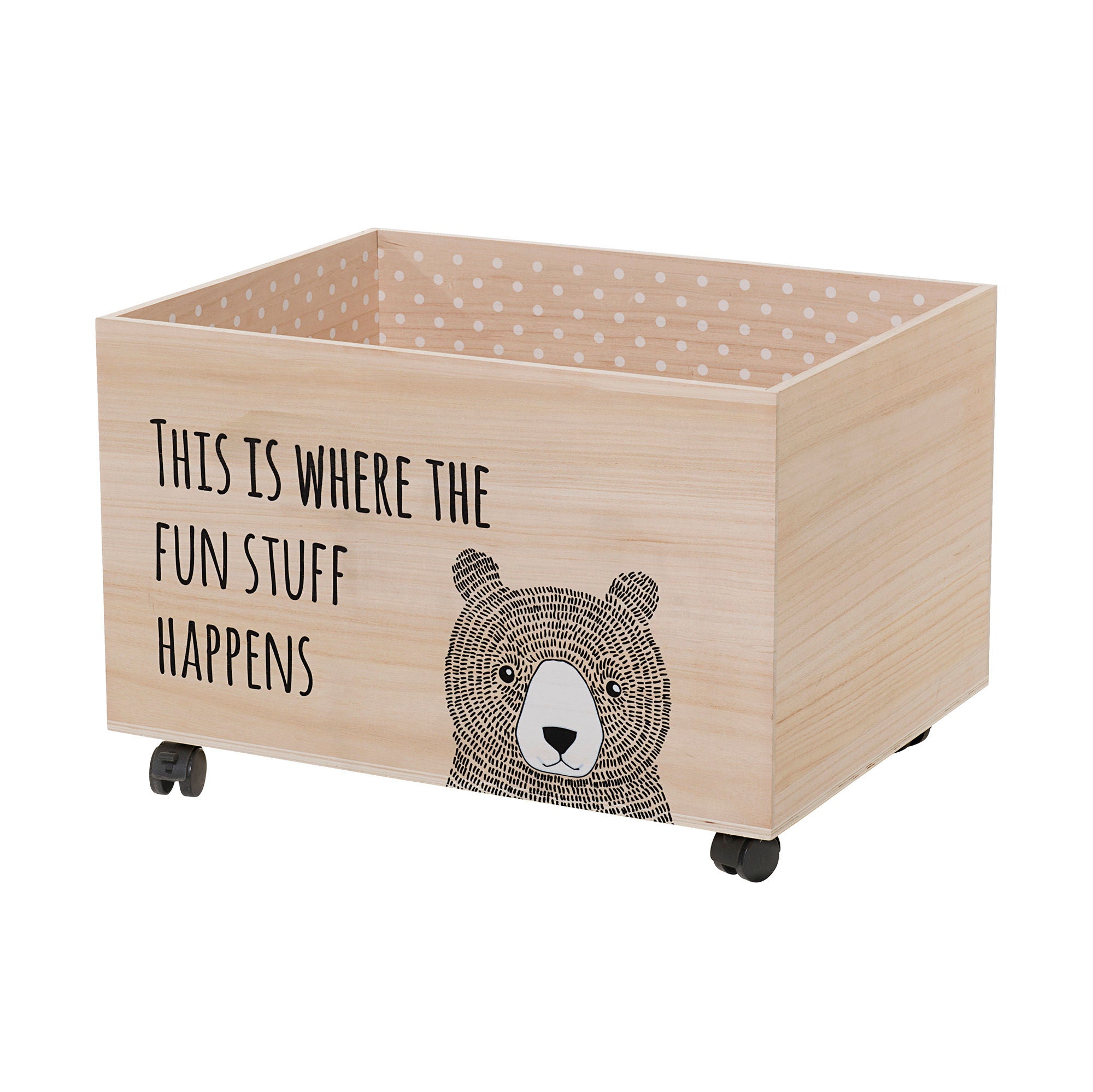 Bloomingville MINI Kesa opbergbox met wieltjes, Natuur, Paulownia