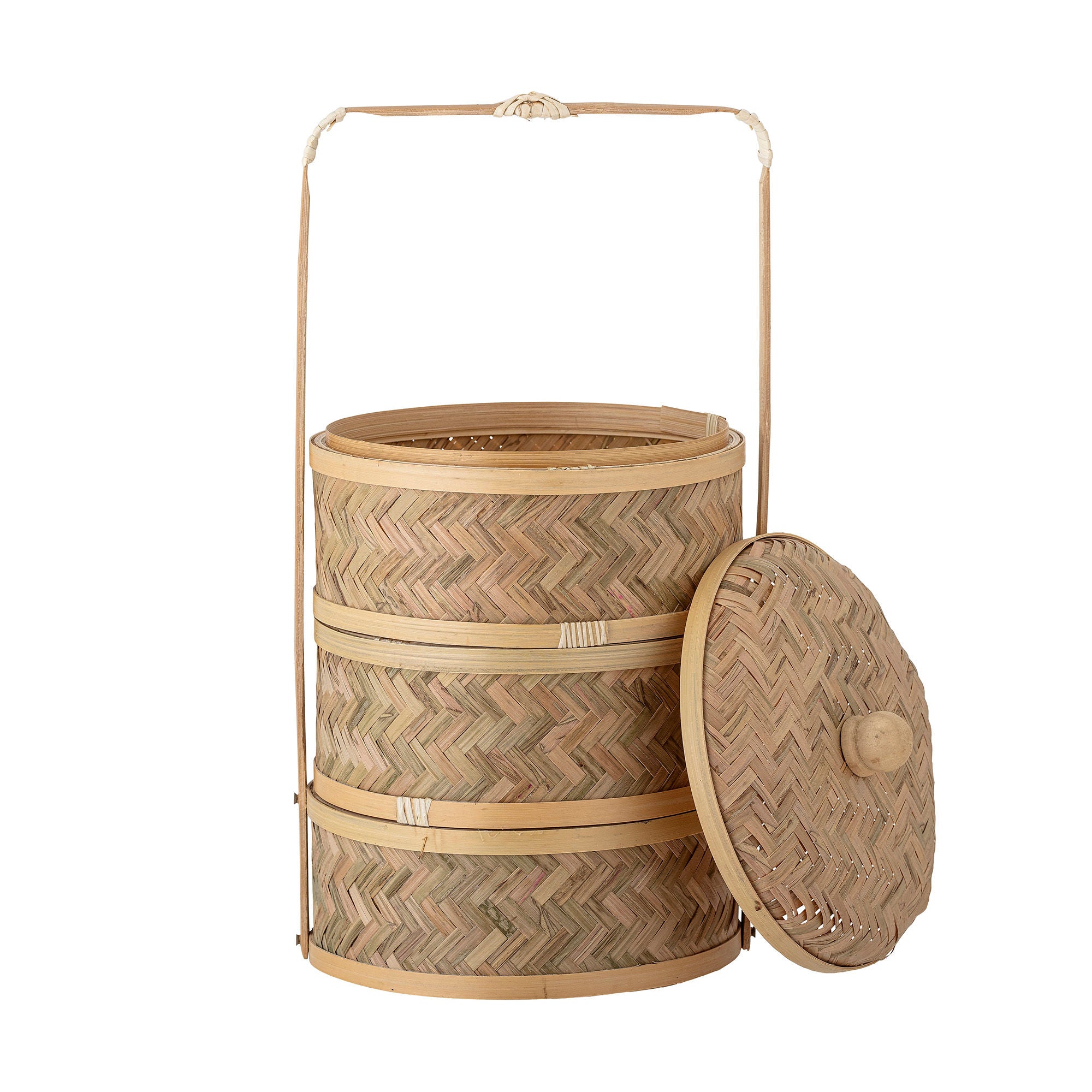 Bloomingville Niella Korb mit Deckel, Natur, Bambus