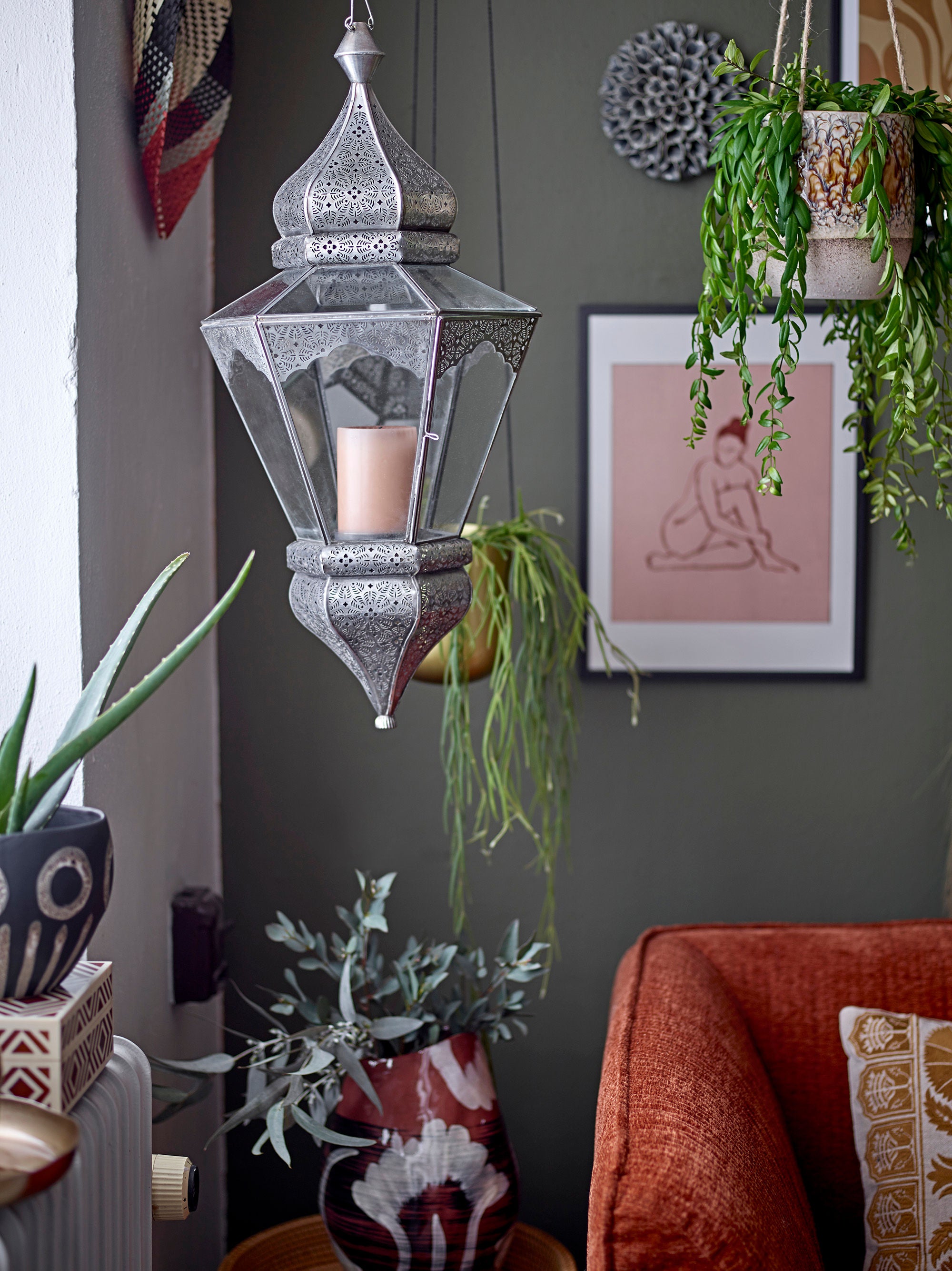Bloomingville Isabell Lantern, gris, vidrio