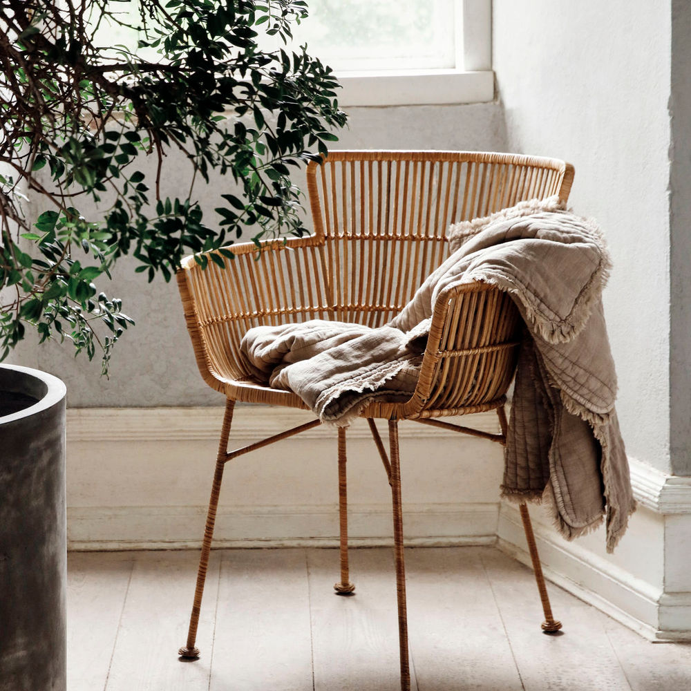 Courtepointe House Doctor, volants, brun clair