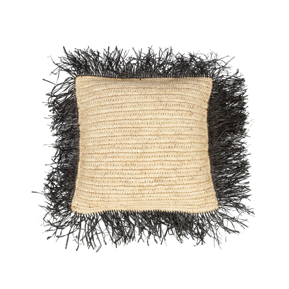 Bazar Bizar De Raffia Kussenhoes - Natuurlijk Zwart - 40x40
