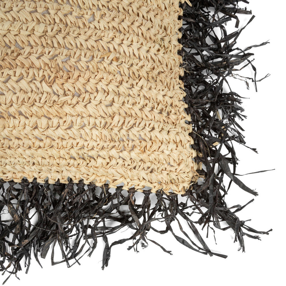 Housse de coussin en raphia Bazar Bizarre-Black-60x60 naturel