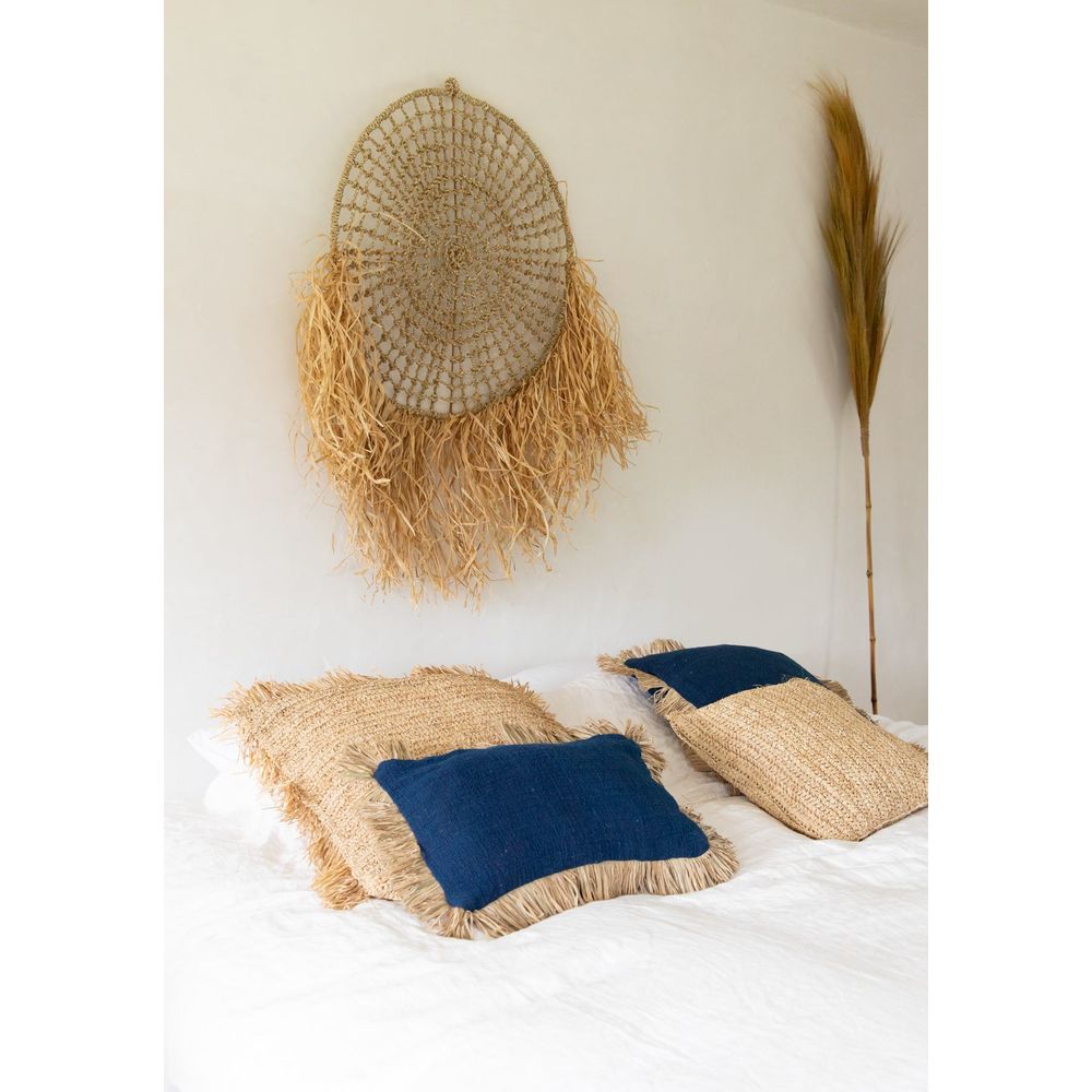 Bazar Bizar De Raffia Flores Coussin Cover-Natural-40x40