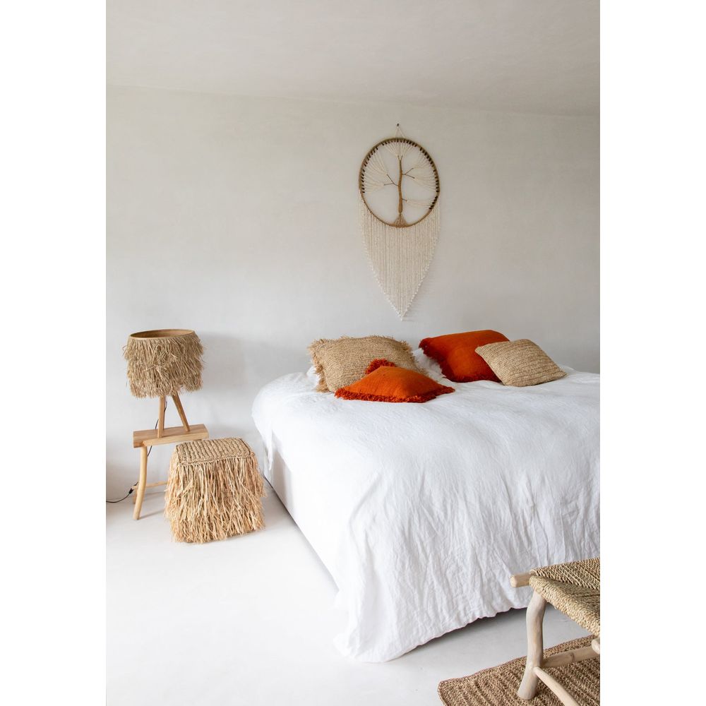 Bazar Bizar De Raffia Flores Coussin Cover-Natural-40x40