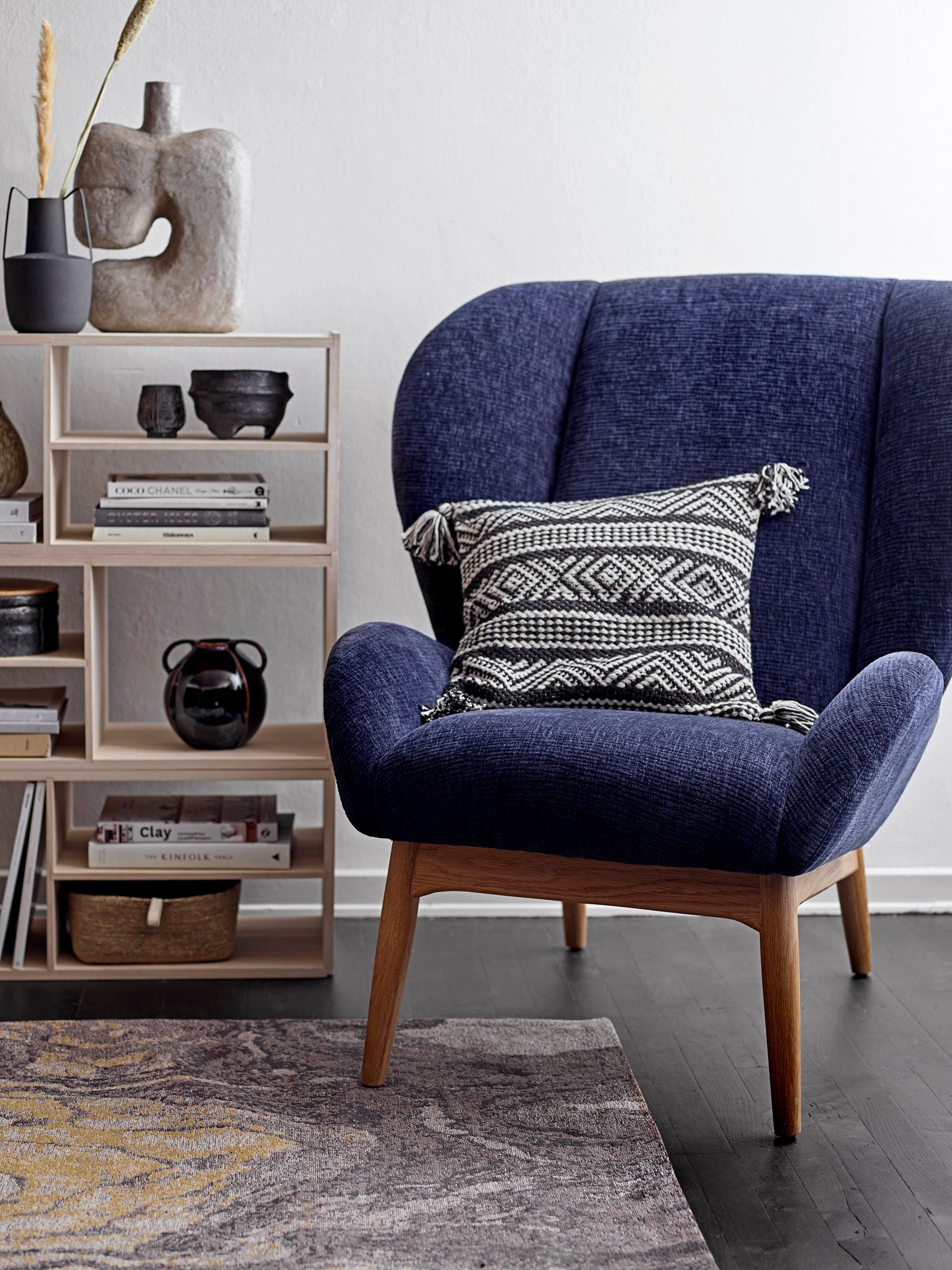 Bloomingville Eave Lounge Stoel, Blauw, Polyester