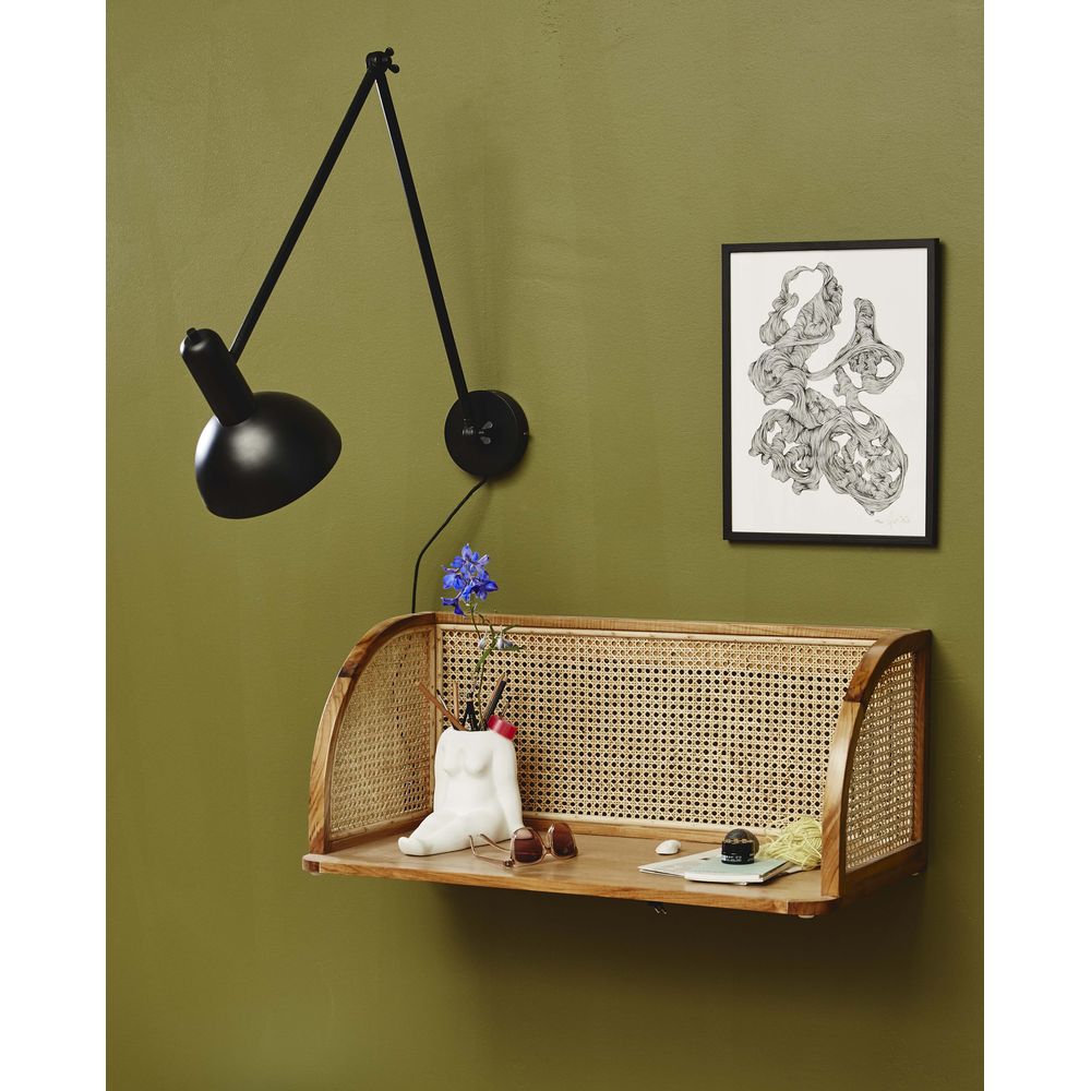 Nordal Mesa de pared MERGE A/S con ratán-natural