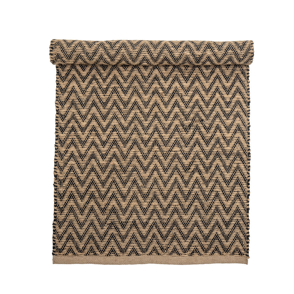 Blooming ville Lieu Rug, Schwarz, Jute