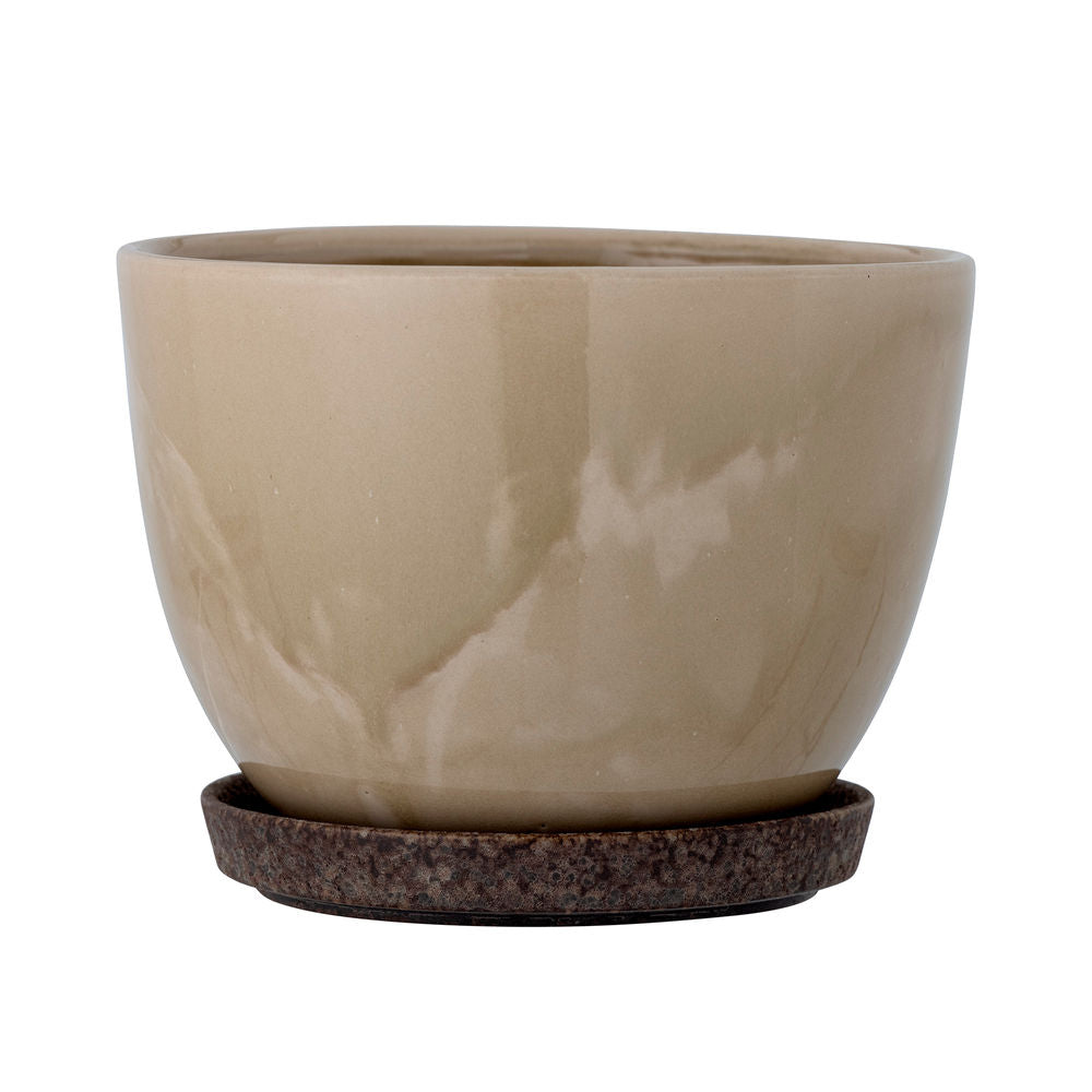 Bloomingville Ritva Bloempot, Bruin, Steengoed