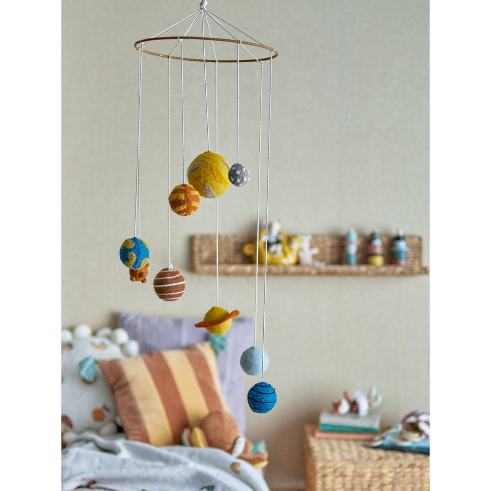 Bloomingville MINI Space Mobiel, Geel, Wol