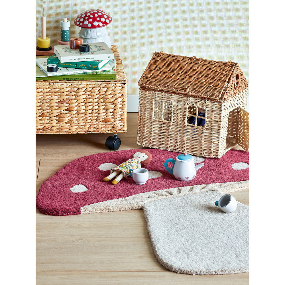 Bloomingville Tapis de champignons MINI, rouge, laine
