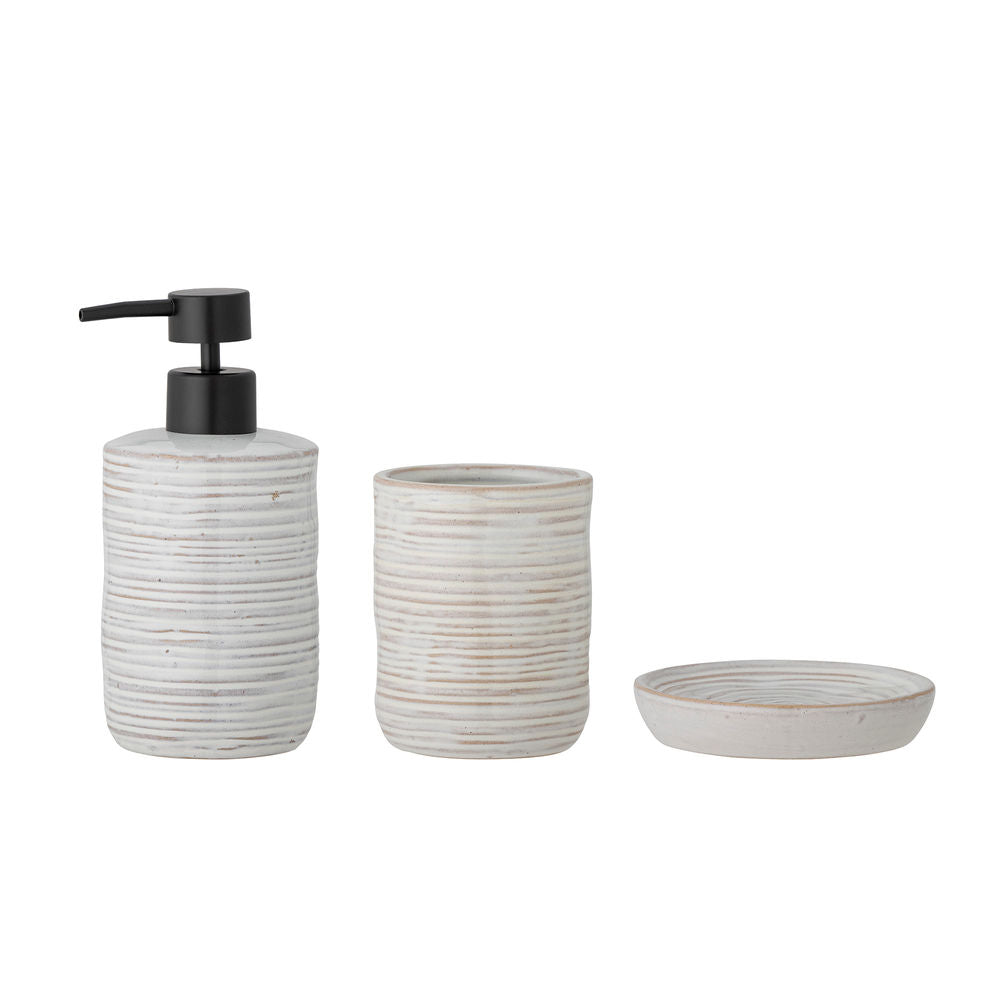 Bloomingville Juego dispensador de jabón Winta, naturaleza, gres