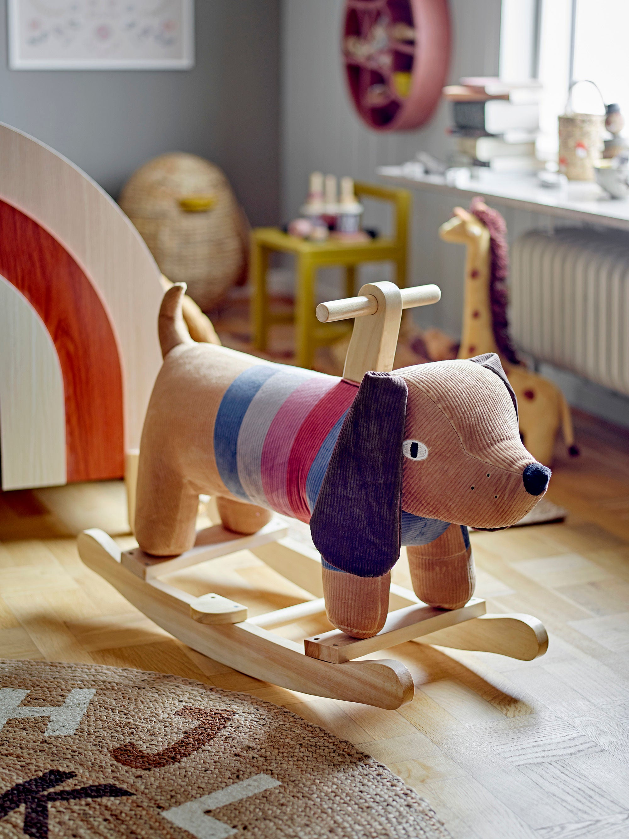 Bloomingville MINI Charlie Balançoire Jouet, Chien, Marron, Polyester