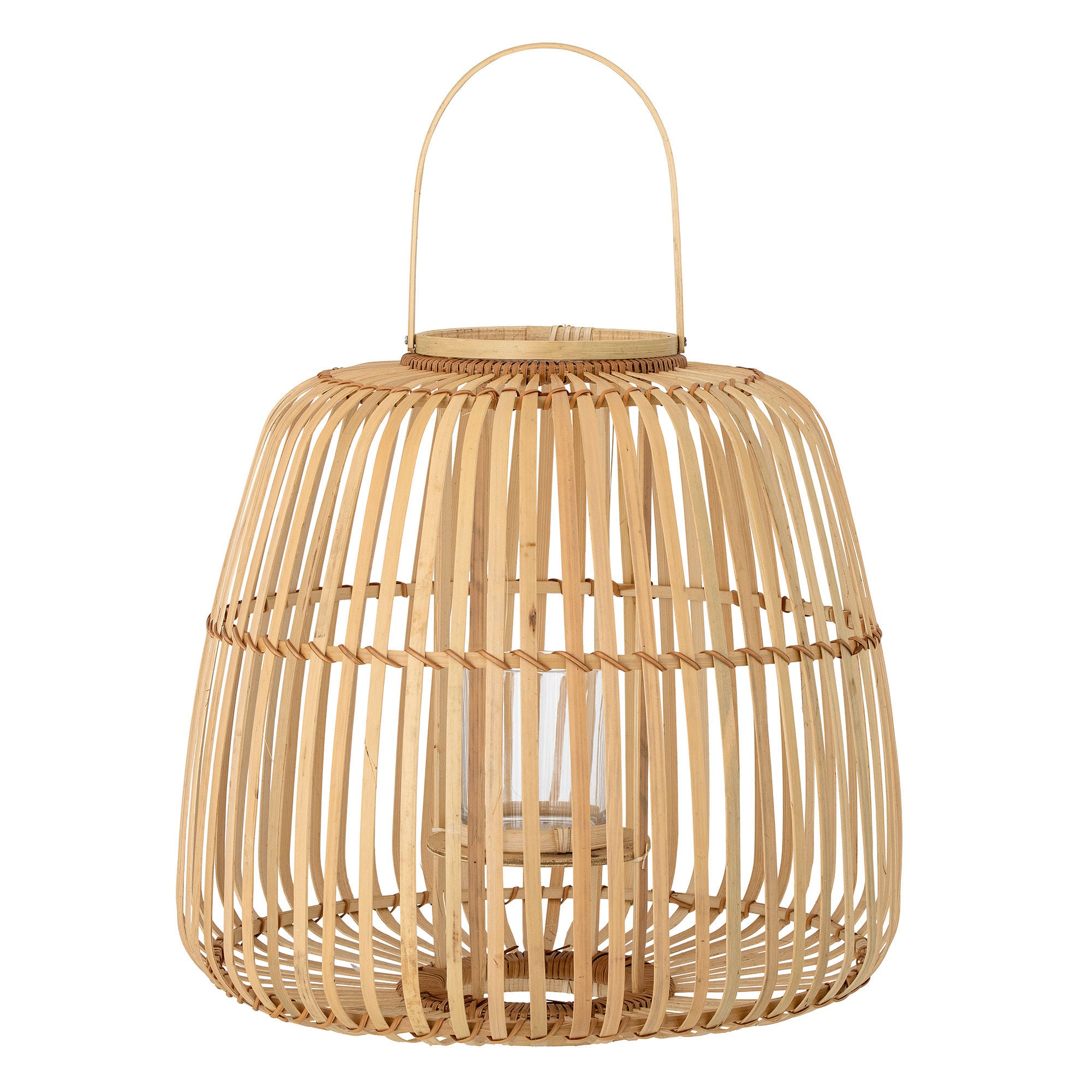 Bloomingville Lalla Lantaarn met/Glas, Natuur, Bamboe