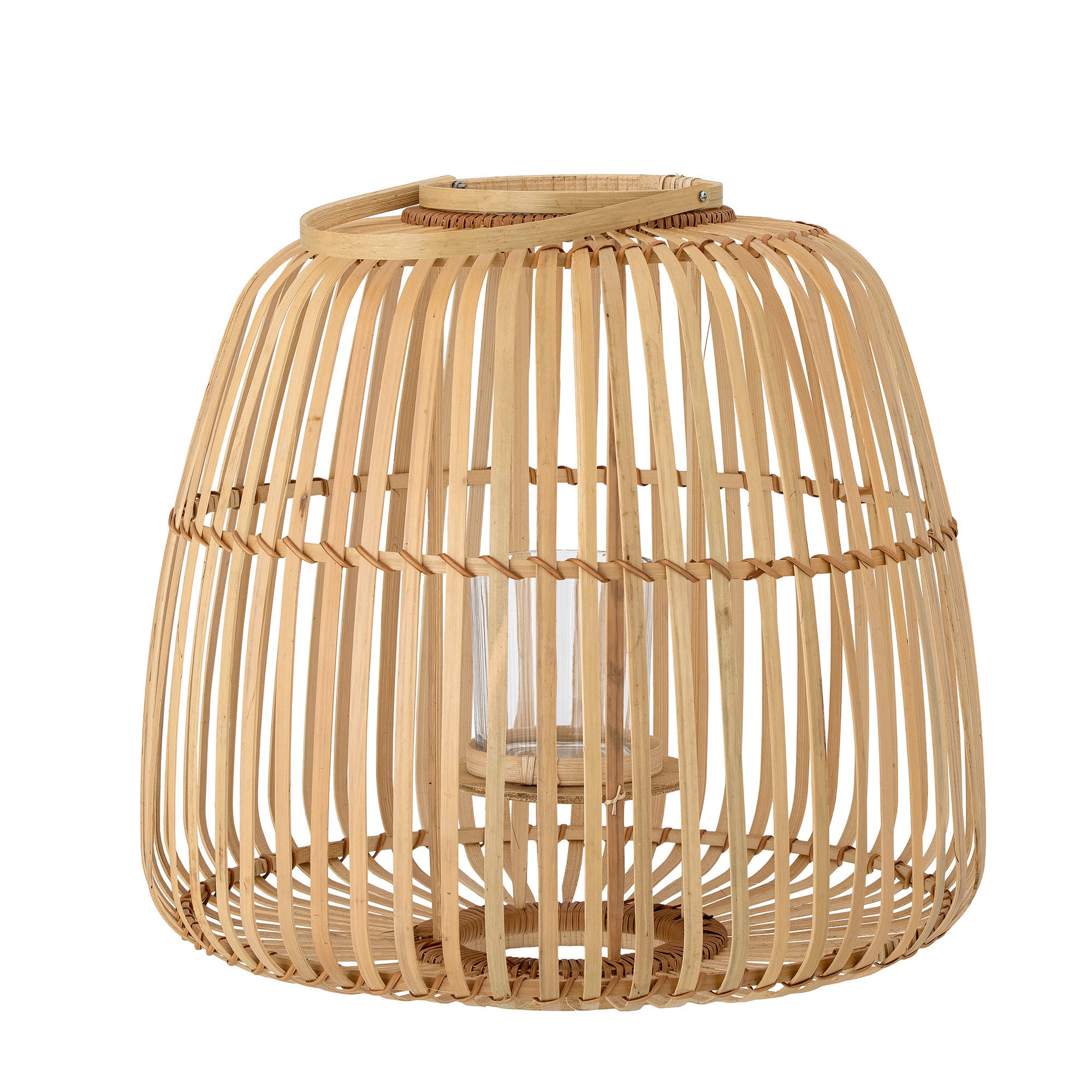 Bloomingville Lalla Lantaarn met/Glas, Natuur, Bamboe