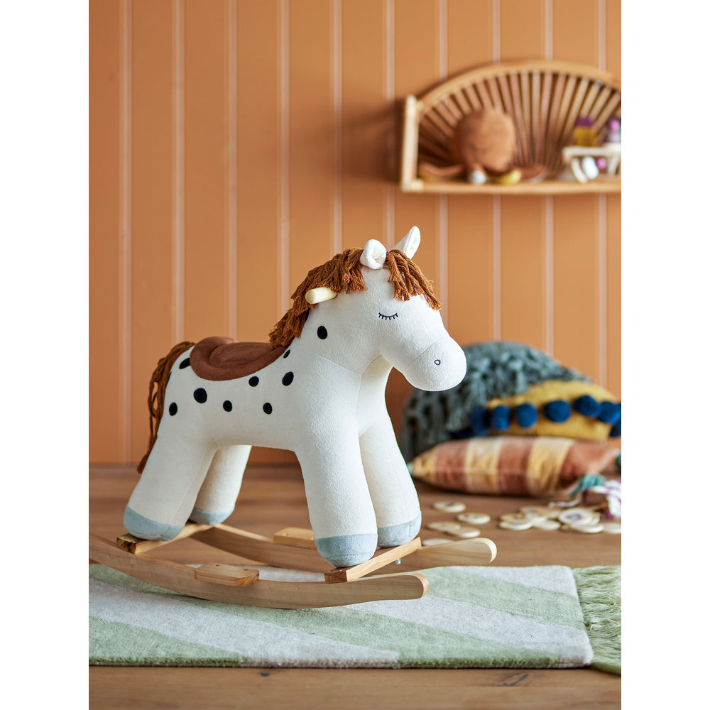 Bloomingville MINI Merlen Schommelspeelgoed, Paard, Wit, Polyester