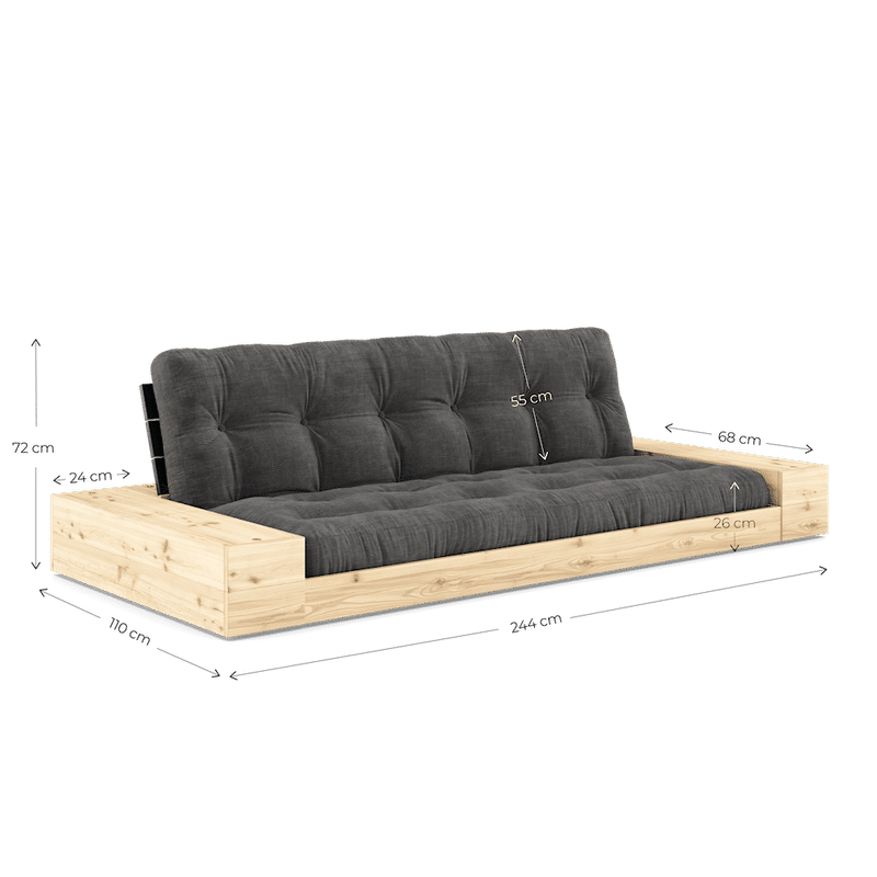 Karup Design BASE CLEAR LACQUERED W. 2 ZIJKANTEN CLEAR W. 5-LAGERS MIXED MATTRESS OLIVE GREEN