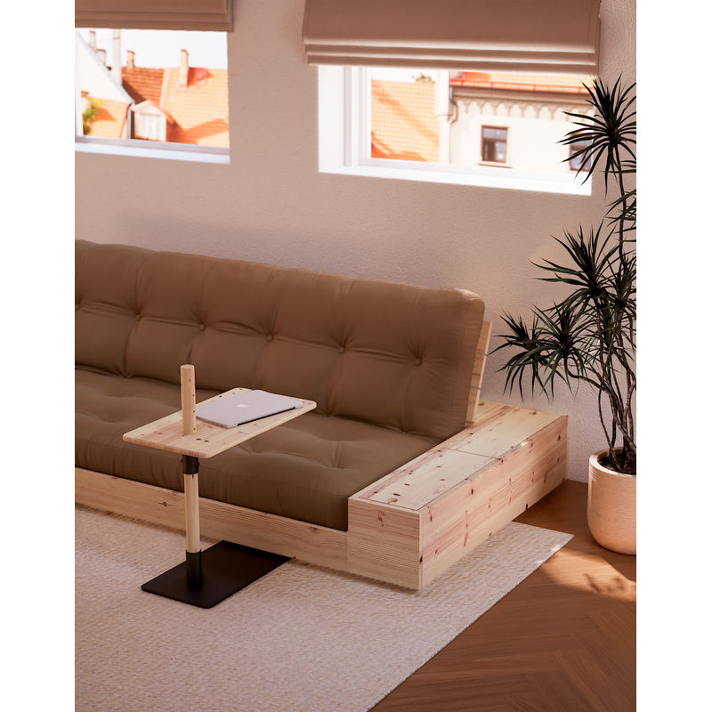 Karup Design BASE CLEAR LACQUERED W. 2 ZIJKANTEN CLEAR W. 5-LAGERS MIXED MATTRESS CLAY BROWN