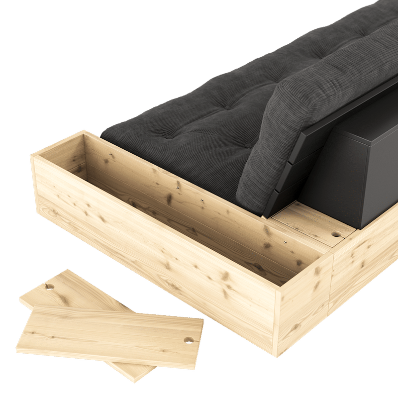 Karup Design BASE BLACK NIGHT LACQUERED W. 2 ZIJKANTEN HELDER W. 5-LAGERS MIXED MATTRESS SEAWEED