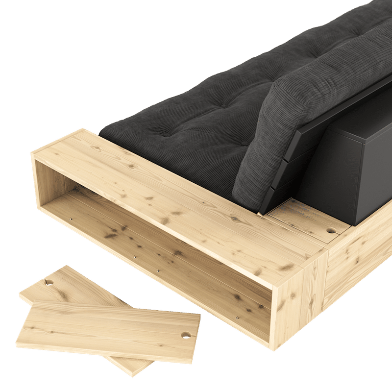 Karup Design BASE BLACK NIGHT LACQUERED W. 2 ZIJKANTEN HELDER W. 5-LAGERS MIXED MATTRESS SEAWEED