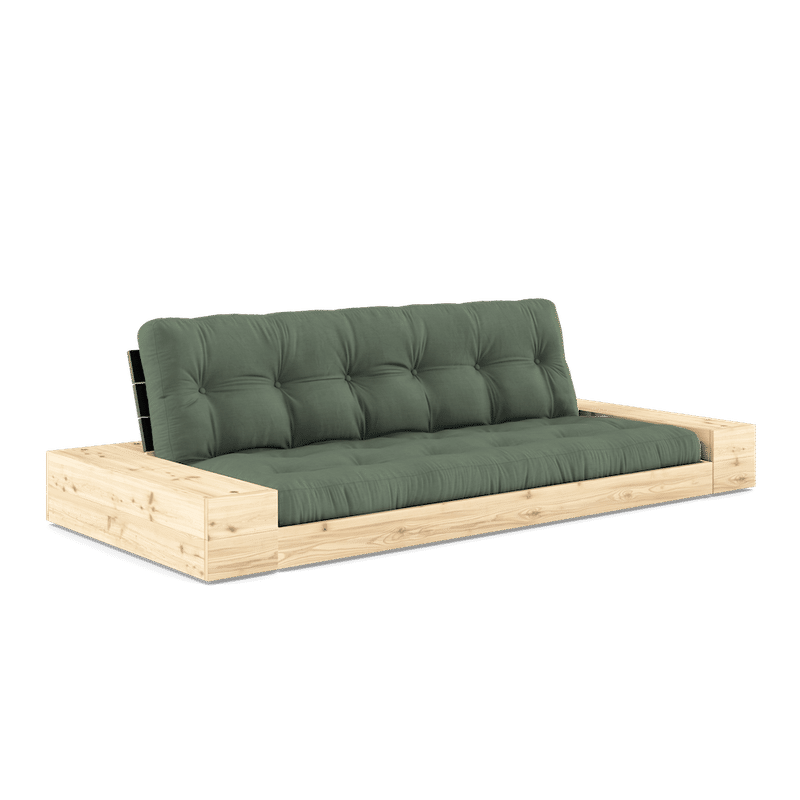 Karup Design BASE BLACK NIGHT LACQUERED W. 2 ZIJKANTEN HELDER W. 5-LAGERS MIXED MATTRESS OLIVE GREEN