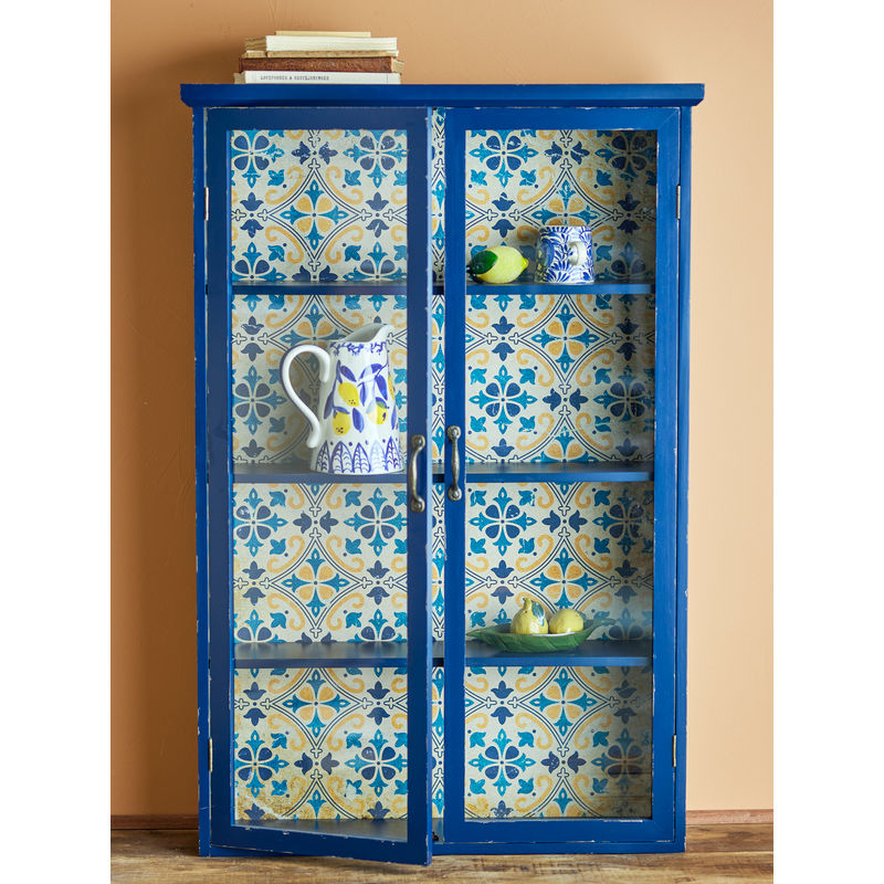 Collection Créative Hazem kast, bleu, bois, verre