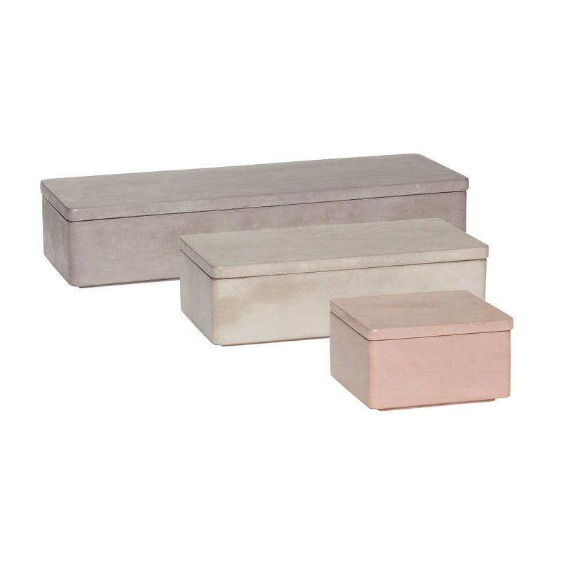 Hübsch Umber Pots De Rangement Rectangulaire Gris (lot de 3)