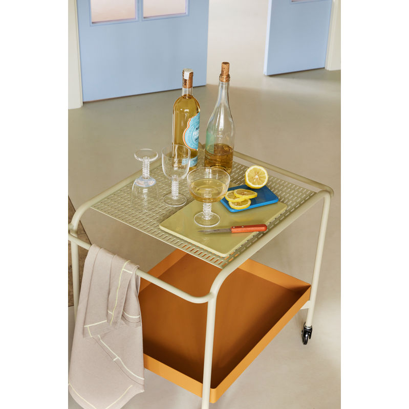 Carrito de empuje Hübsch, arena, marrón