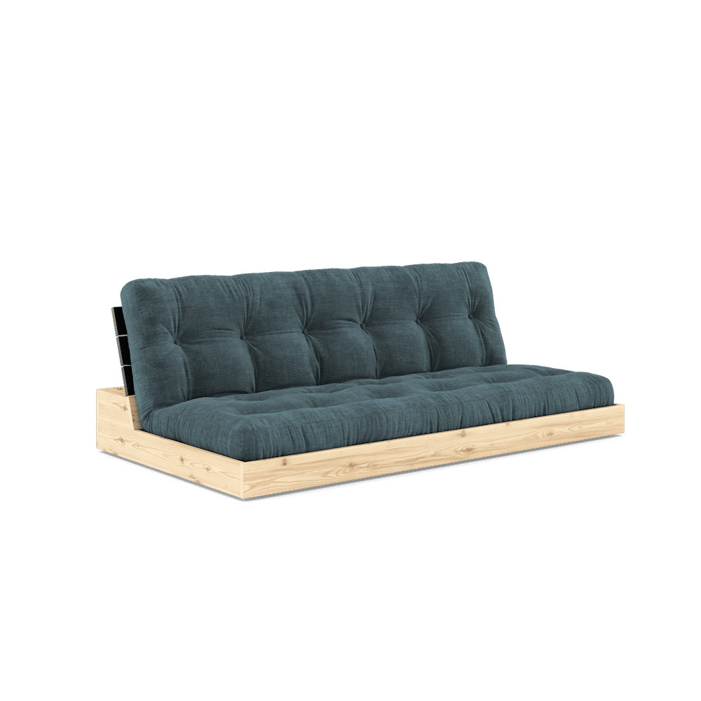 Design NOIR NUIT LAQUÉ W. MATELAS MIXTE 5 COUCHES BLEU PÂLE