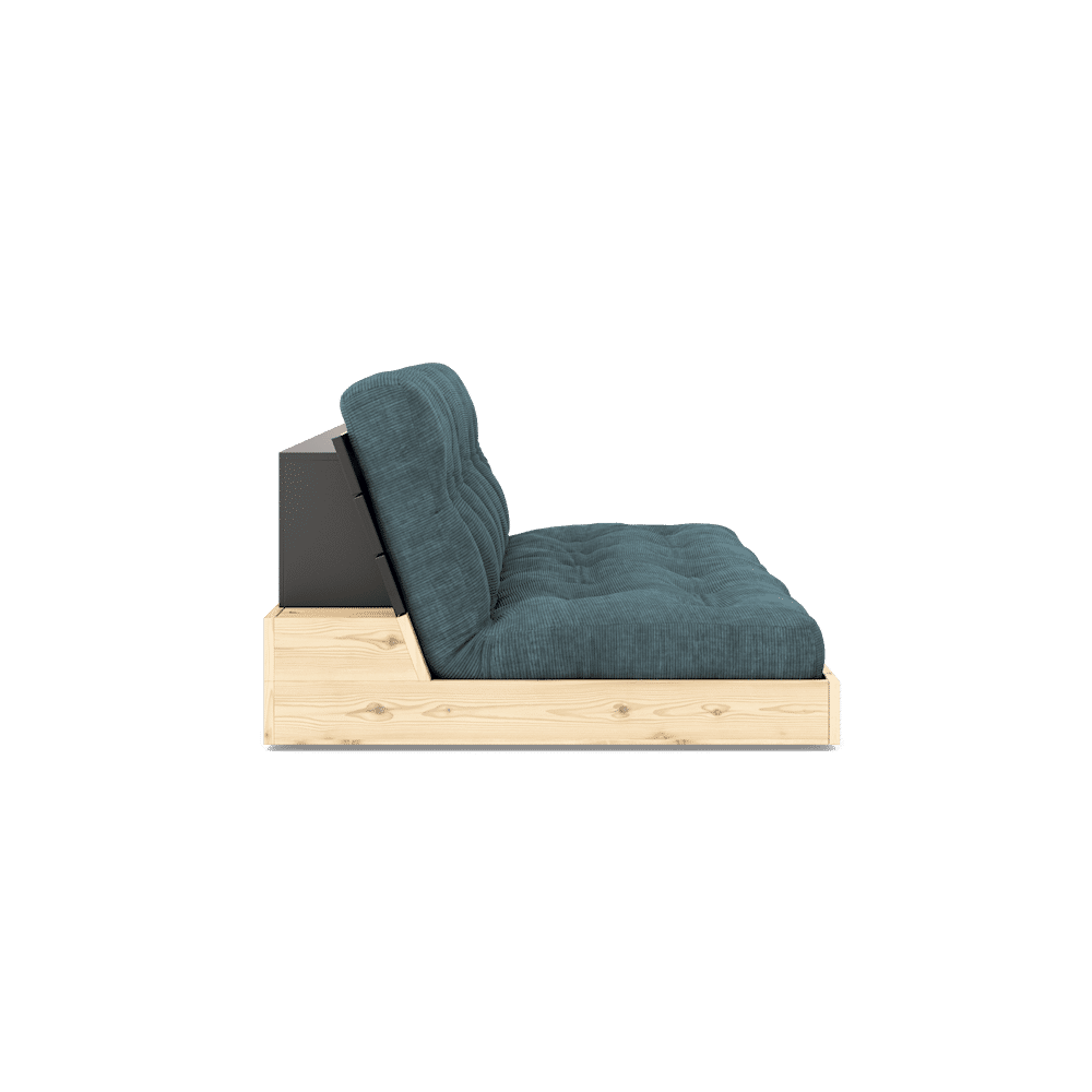 Design NOIR NUIT LAQUÉ W. MATELAS MIXTE 5 COUCHES BLEU PÂLE