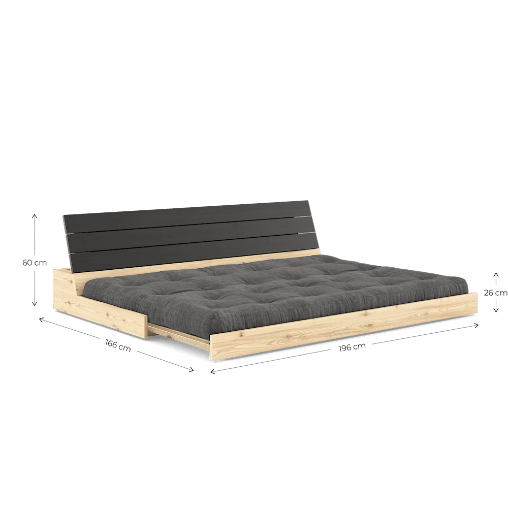 Design NOIR NUIT LAQUÉ W. MATELAS MIXTE 5 COUCHES BLEU PÂLE