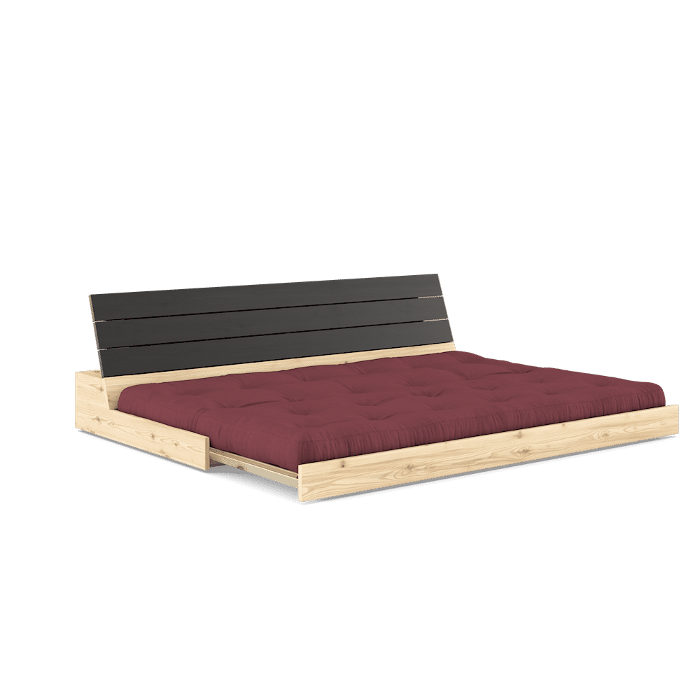 Karup Design BASE BLACK NIGHT LACQUERED W. 5-LAYER MIXED MATTRESS BORDEAUX