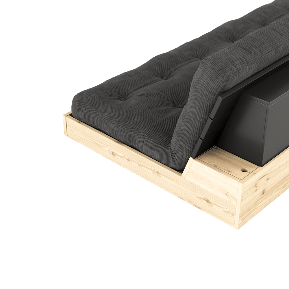 Karup Design SOCLE NOIR NUIT LAQUÉ AVEC MATELAS MIXTE 5 COUCHES BRUN ARGILE