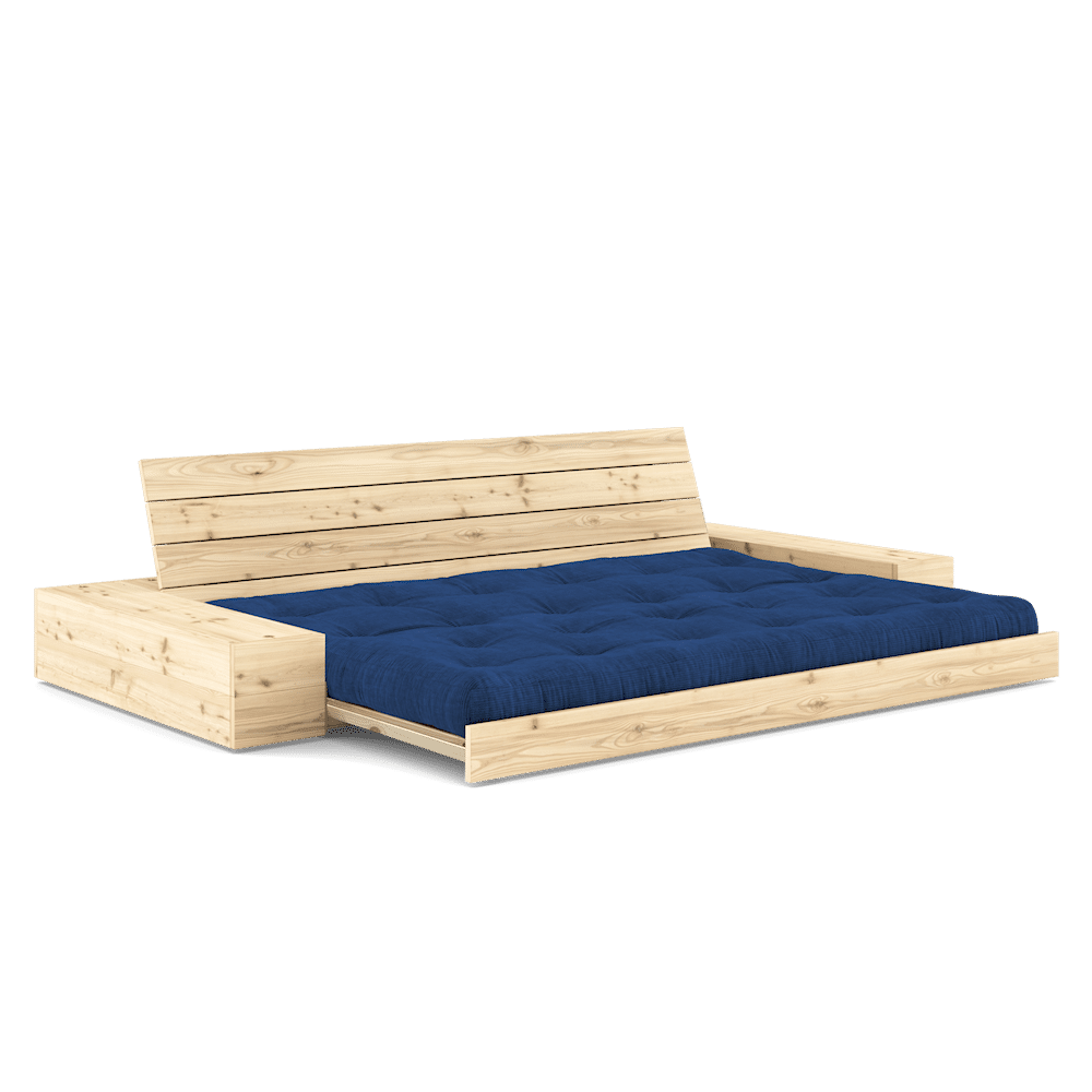 Karup Design BASE CLEAR LACQUERED W. 2 SIDEBOXES CLEAR W. 5-LAYER MIXED MATTRESS ROYAL BLUE