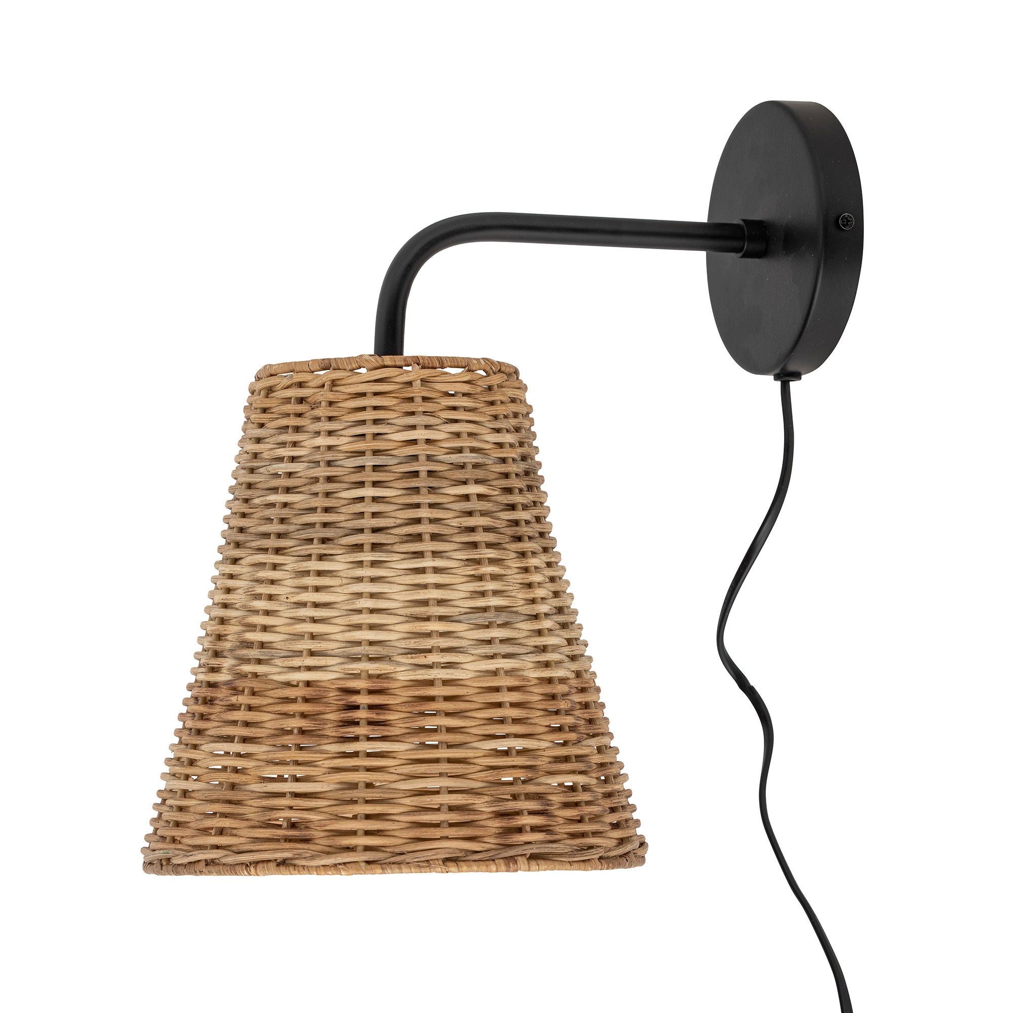 Bloomingville Lampe murale Thed, Noir, Rotin