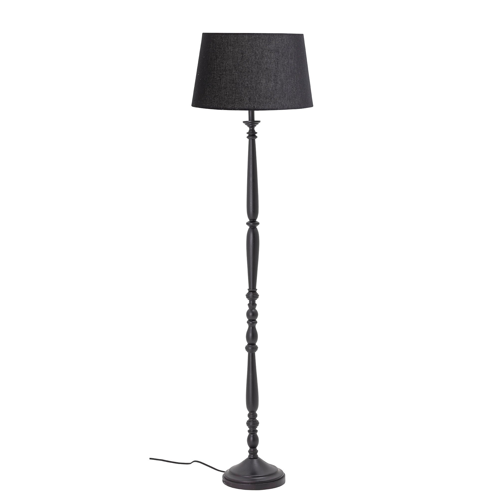 Bloomingville Callie Vloerlamp, Zwart, Rubberwood