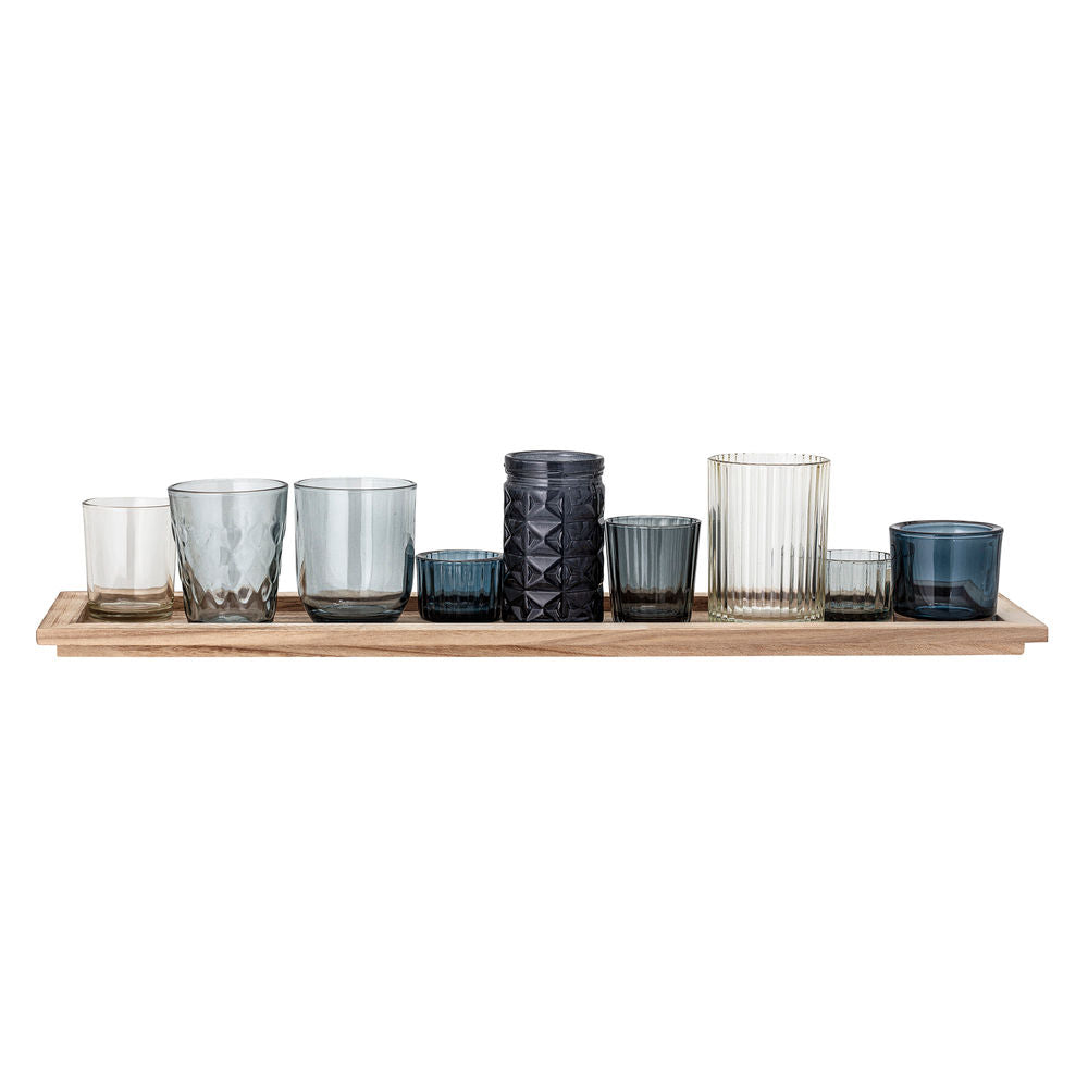 Bloomingville Plateau Sanga avec Votive, Bleu, Verre