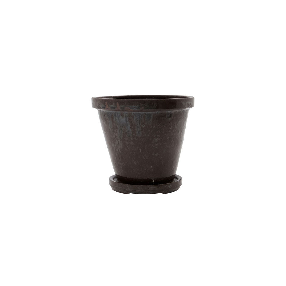 House Doctor Pot de fleurs avec dessous de verre, Fleur, Marron