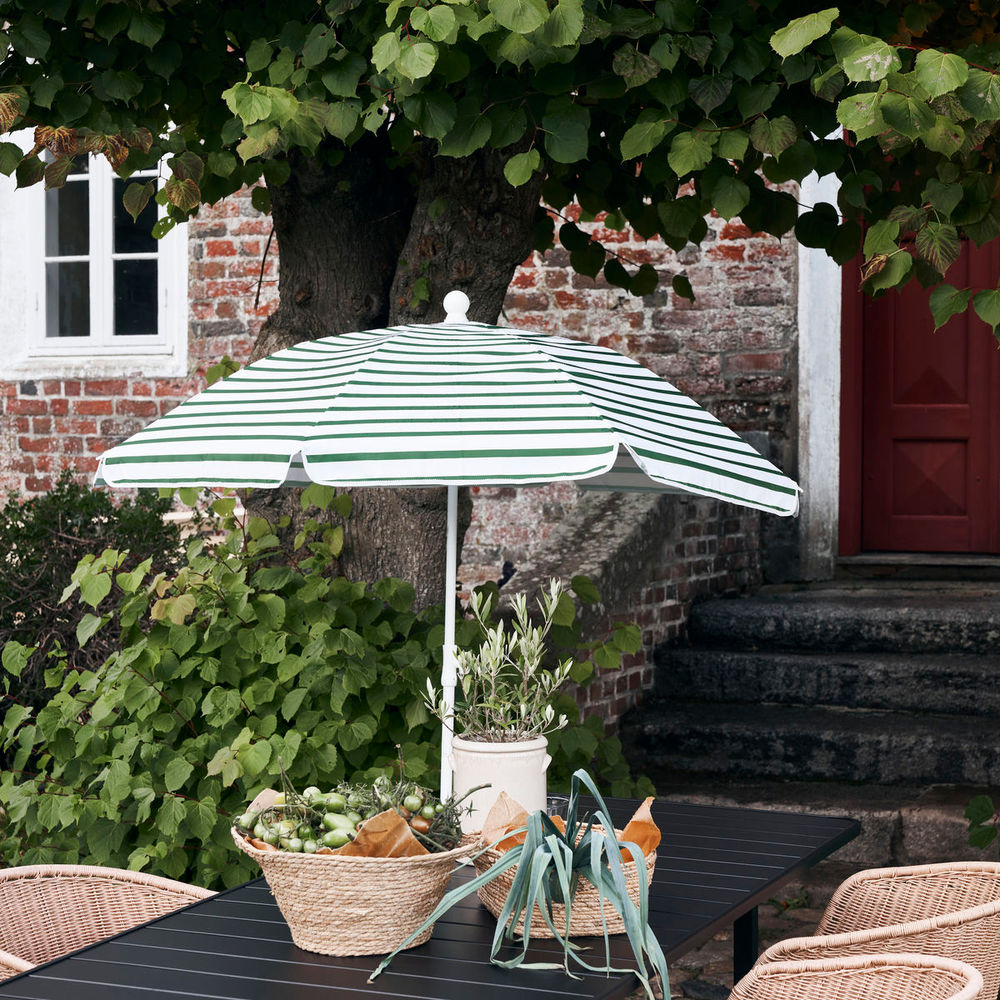 Parasol de plage ou de jardin House Doctor, Oktogon, vert/blanc