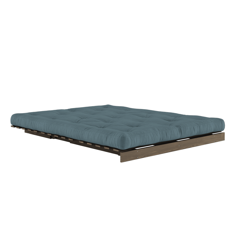 Design ROOTS CAROBE BRUN 160X200 W. MATELAS BLEU PÉTROLE