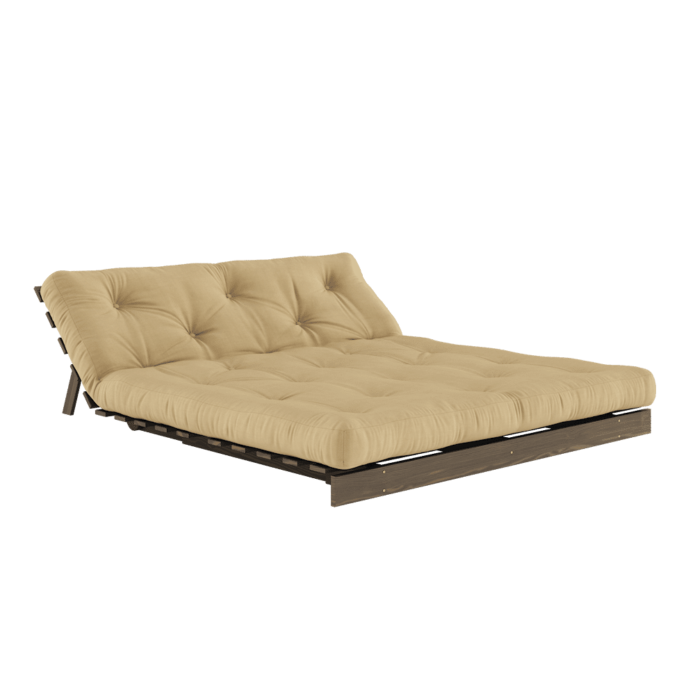 Karup Design RACINES CAROBE BRUN 160X200 W. SUÈDE MATELAS BLÉ BEIGE